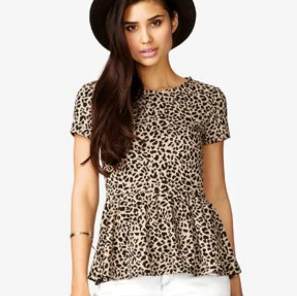 Forever 21 cheetah print peplum top blouse